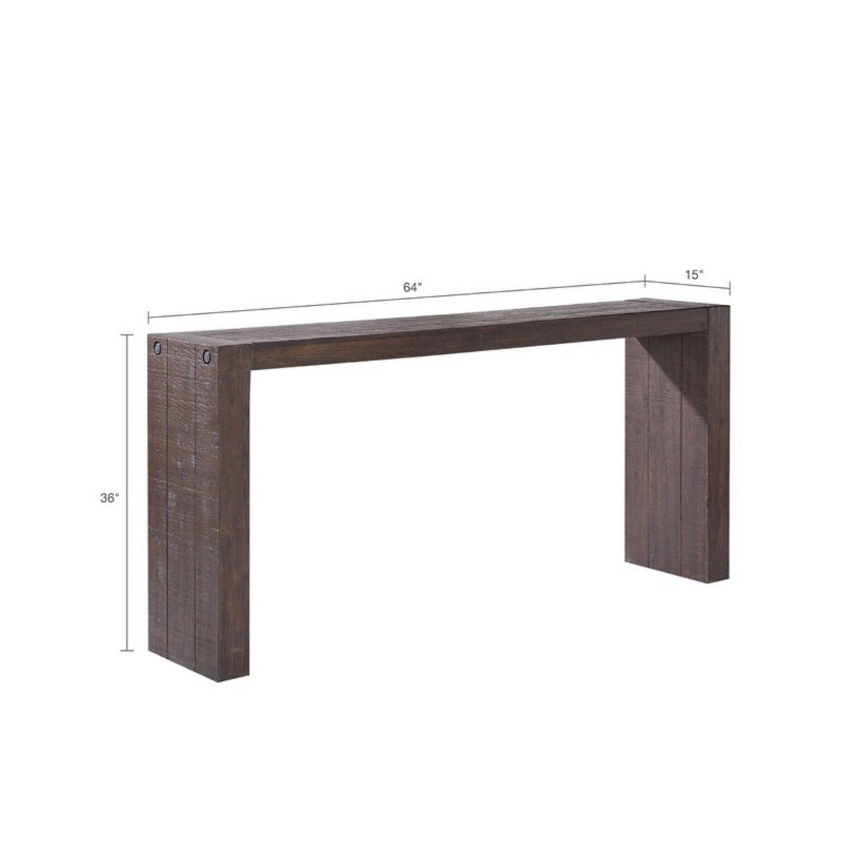 Modern Design Console Table with Solid Wood Construction - Light or Dark Brown