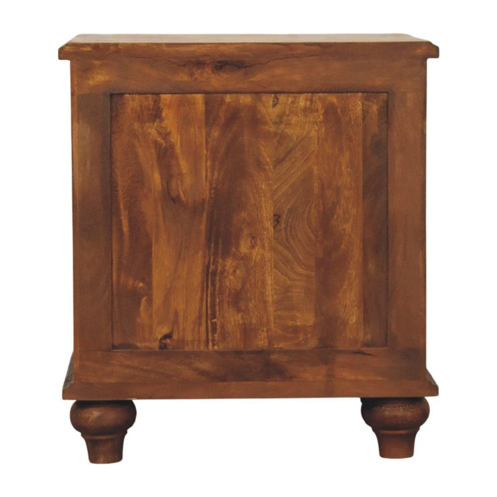 Solid Wood Lume Panel Nightstand with Panel Detailing - Chestnut