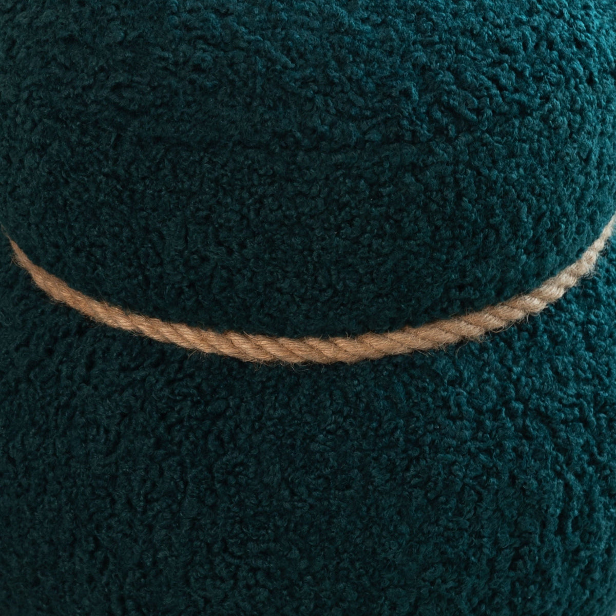 Snowman Stool Ottoman with Lamb Wool Cushion and Solid Wood Frame - White, Light Brown, Dark Green