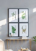 Black and White Botanical and Fern Wall Art Set of 4 with PS Frame - White / Black