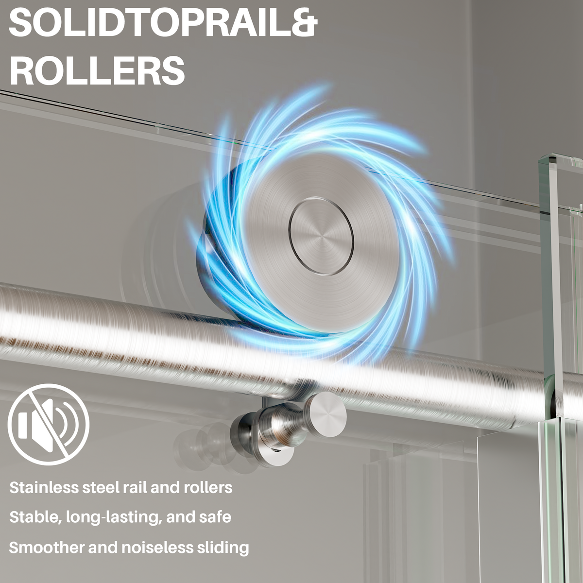 Frameless Sliding Shower Door with Clear Tempered Glass - Brushed Nickel