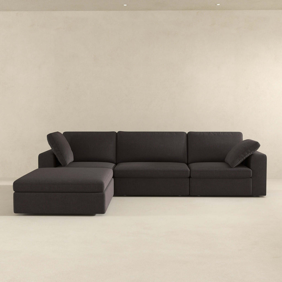 Dark Gray Modular Corner Sectional Sofa with Mid-Century Modern Design - Left Arm Facing