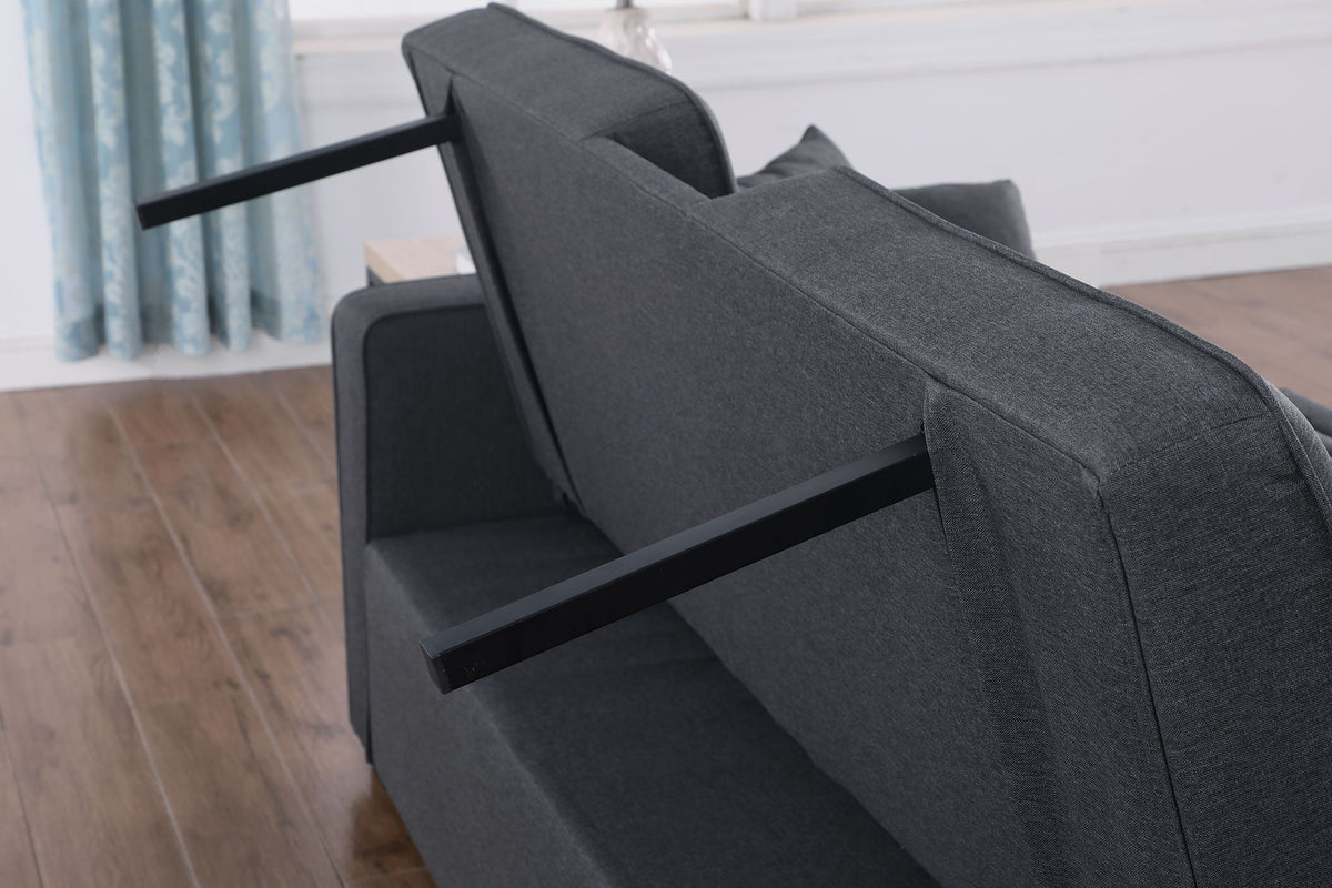 Convertible Sleeper Loveseat with Cup Holder & Charging Ports - Dark Gray