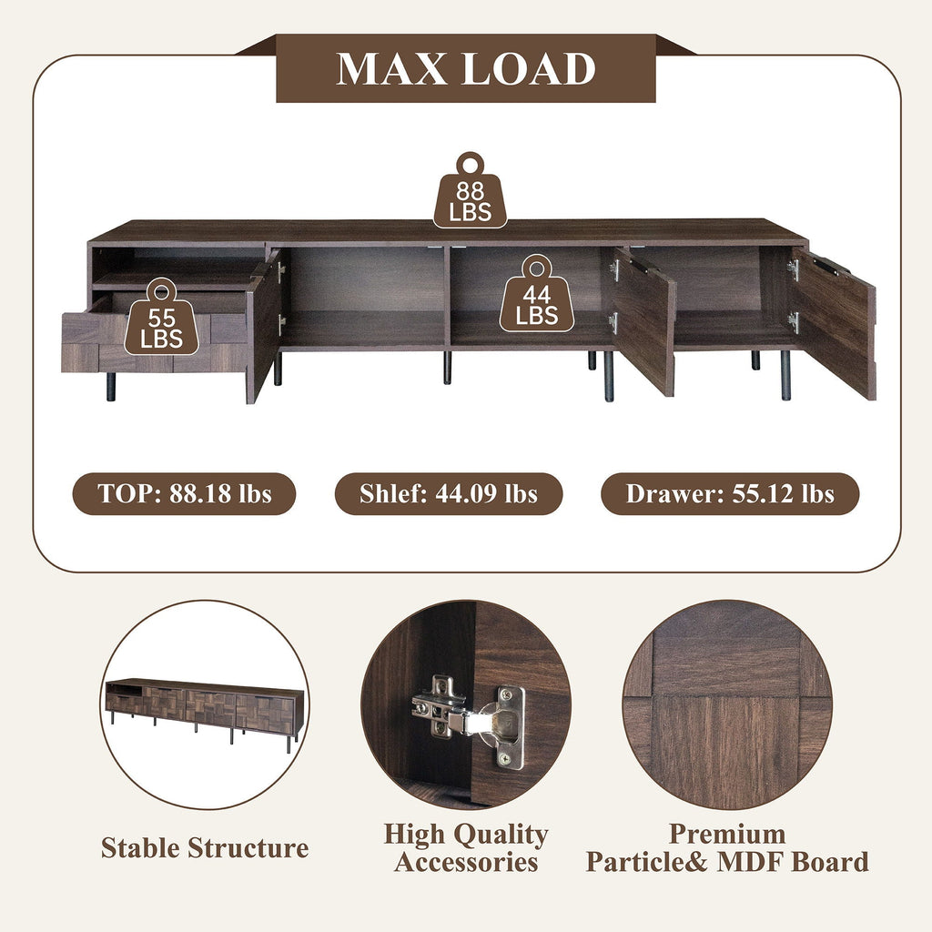 78" TV Stand with Storage Cabinets - Walnut