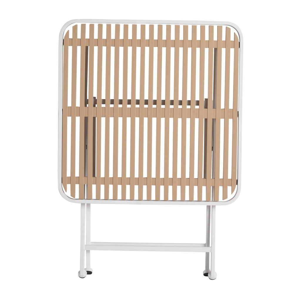 Modern Folding Square Table with Waterproof Top - Apricot / White
