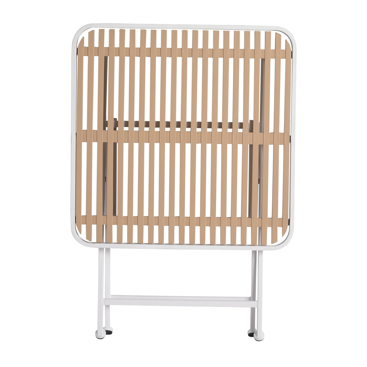Modern Folding Square Table with Waterproof Top - Apricot / White