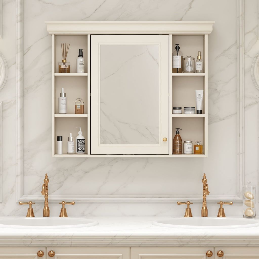 Wall Mounted Bathroom Storage Cabinet with Mirror Door - 35.5" Wide