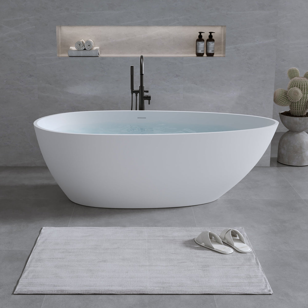 59'' Solid Surface Matte Freestanding Bathtub
