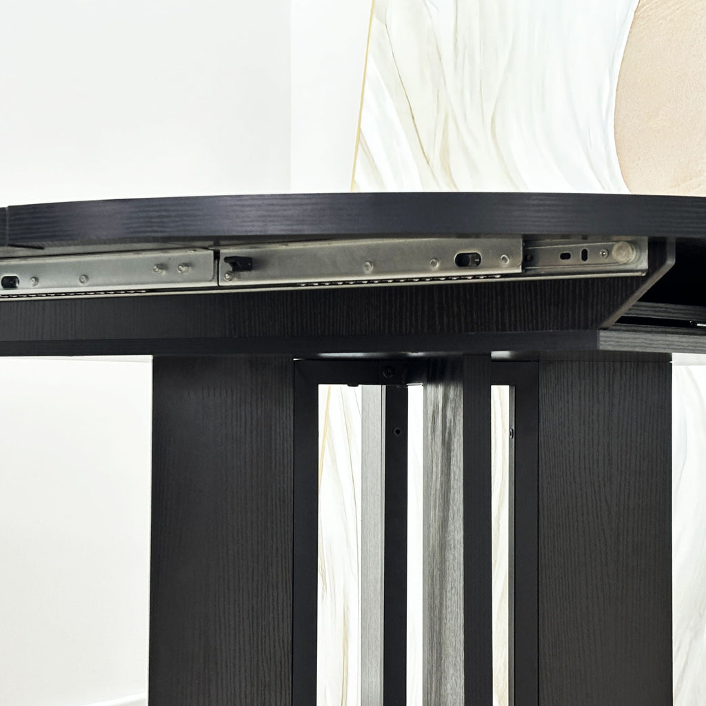 Expandable Oval Farmhouse Dining Table with Removable Leaf and X-Shaped Base - Black
