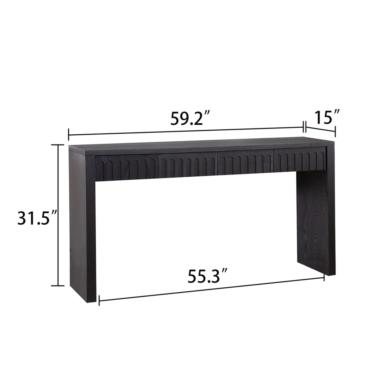Modern Console Table with 4 Drawers - Wood Finish