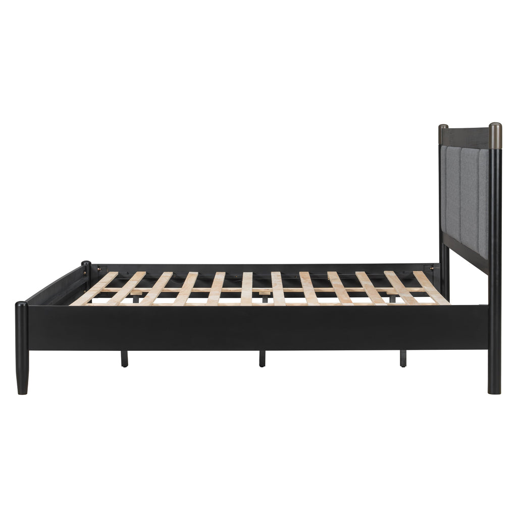 Solid Wood King Bed Frame with Heavy Duty Support - Black/Dark Grey or Grey/Light Grey