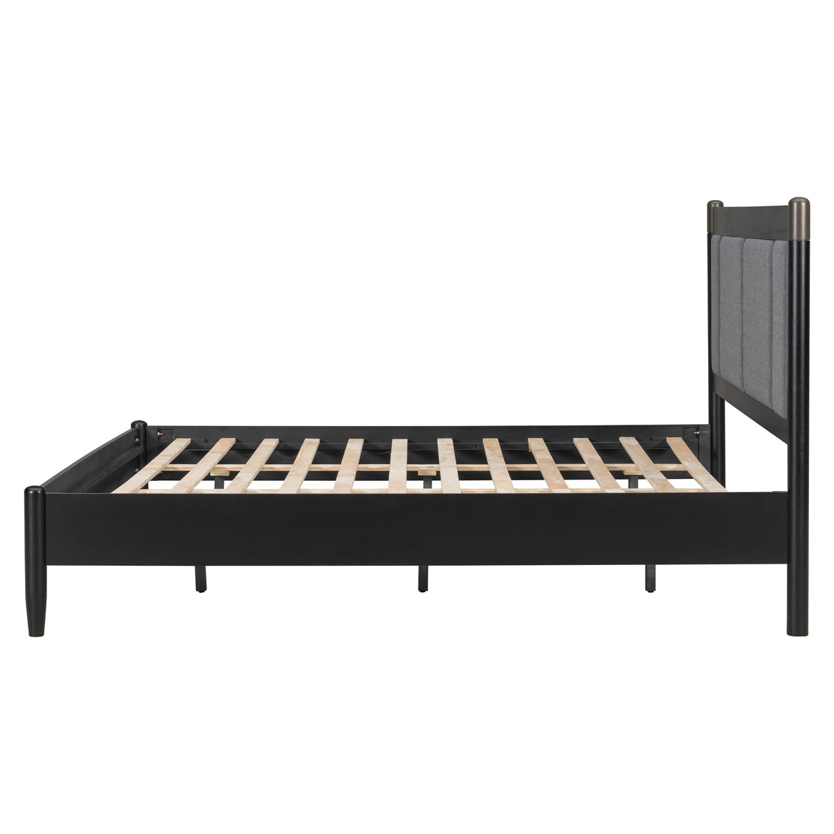 Solid Wood King Bed Frame with Heavy Duty Support - Black/Dark Grey or Grey/Light Grey