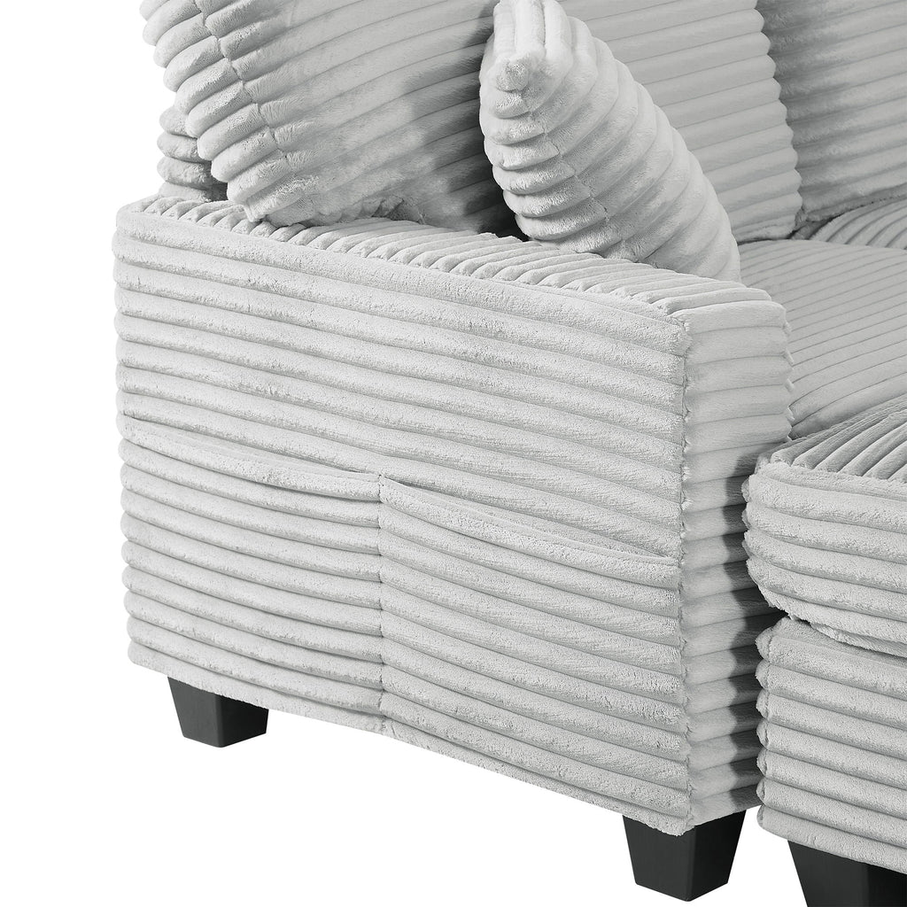 Upholstered U-Shaped Sectional Sofa with Movable Ottoman and Storage Pockets - Multiple Colors