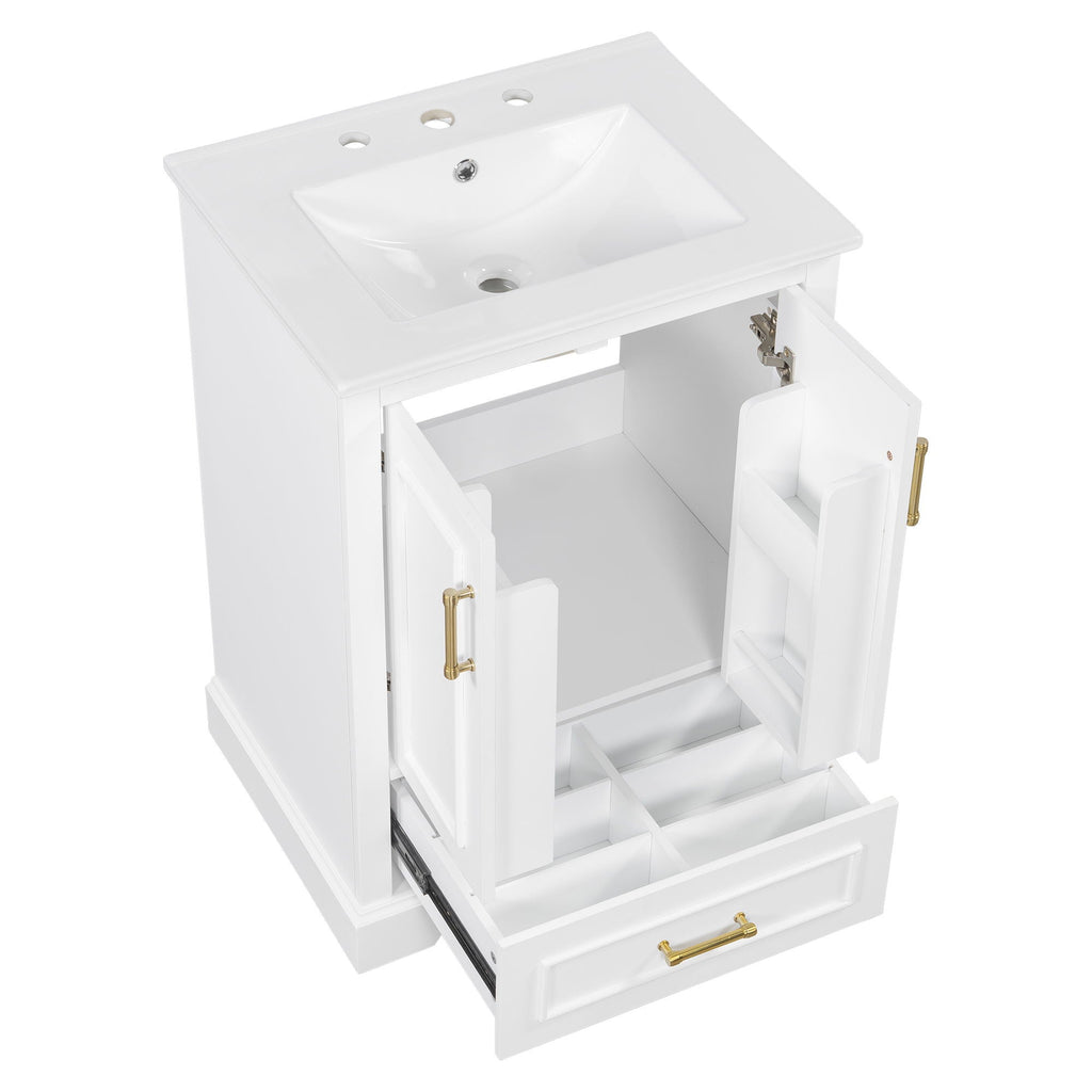 Bathroom Vanity with Sink and Soft Close Doors - White, Black, Green, or Gray