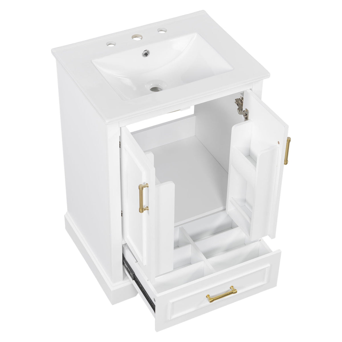 Bathroom Vanity with Sink and Soft Close Doors - White, Black, Green, or Gray