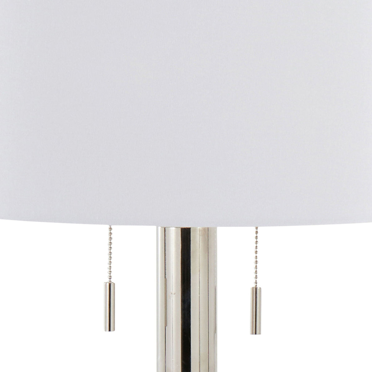 Contemporary Table Lamp Set with Polished Nickel Base - White, 29"