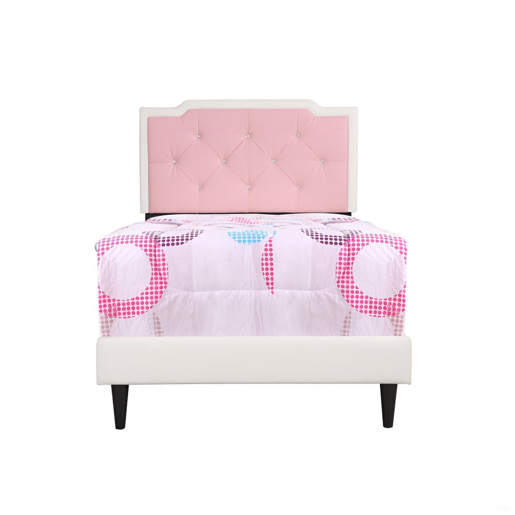 Two Tone Upholstered Bed with Button Tufted Headboard - Multiple Colors