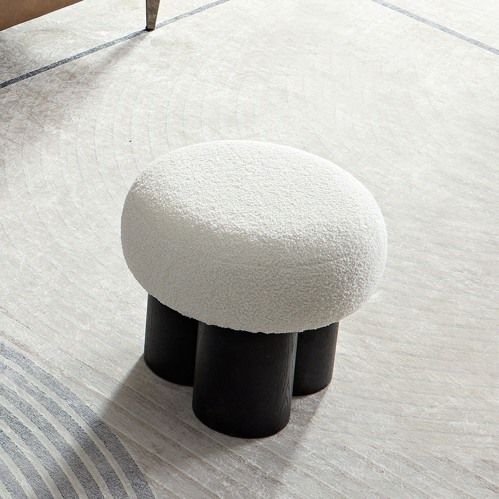 Versatile Mushroom Stool Ottoman with Cushion - Dark Brown, White, Beige