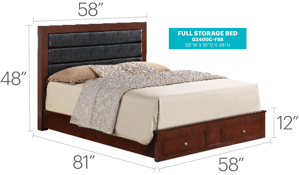 Elegant Storage Bed with Ample Storage - Dark Brown or Black