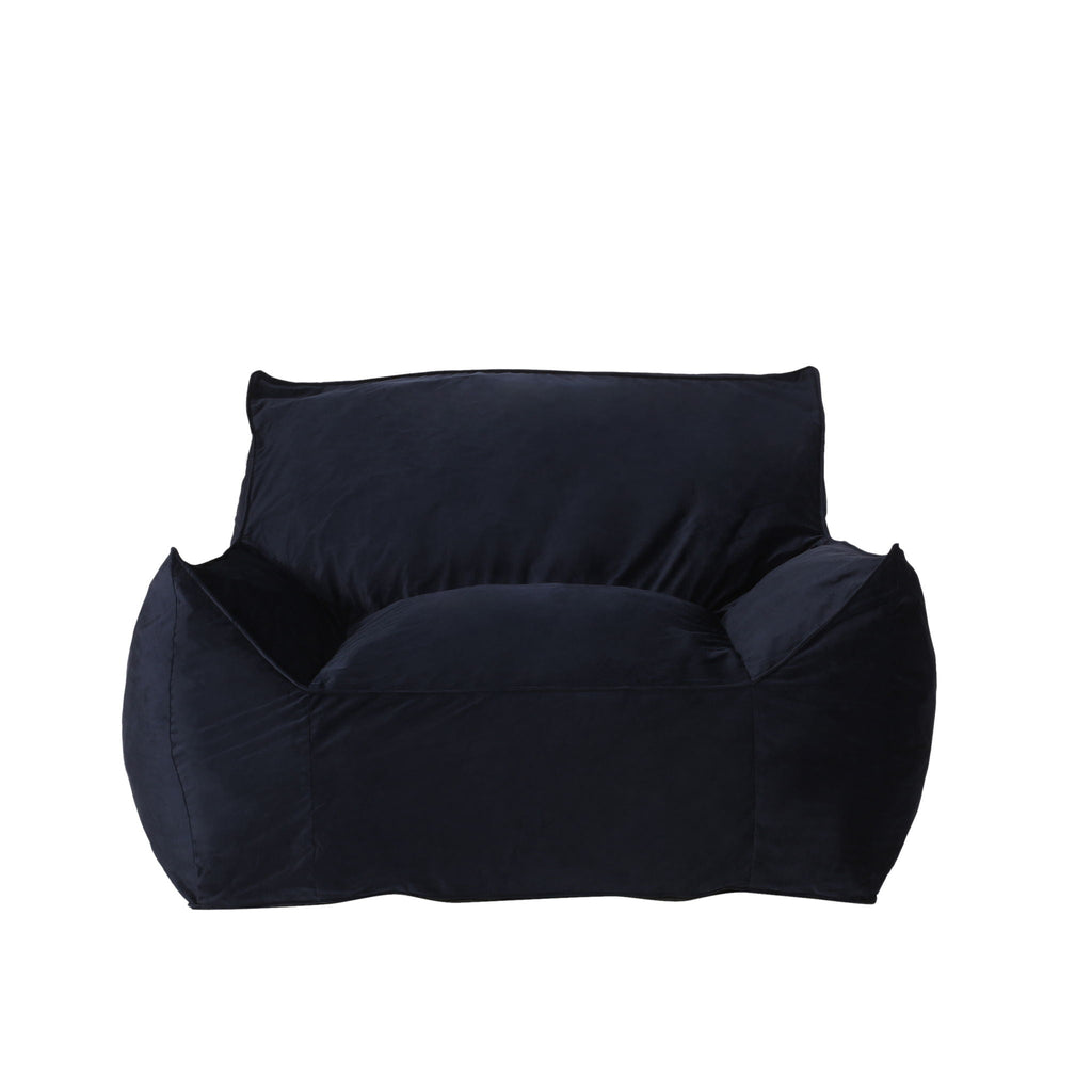 Velveteen Bean Bag Chair with Armrests - Midnight Blue