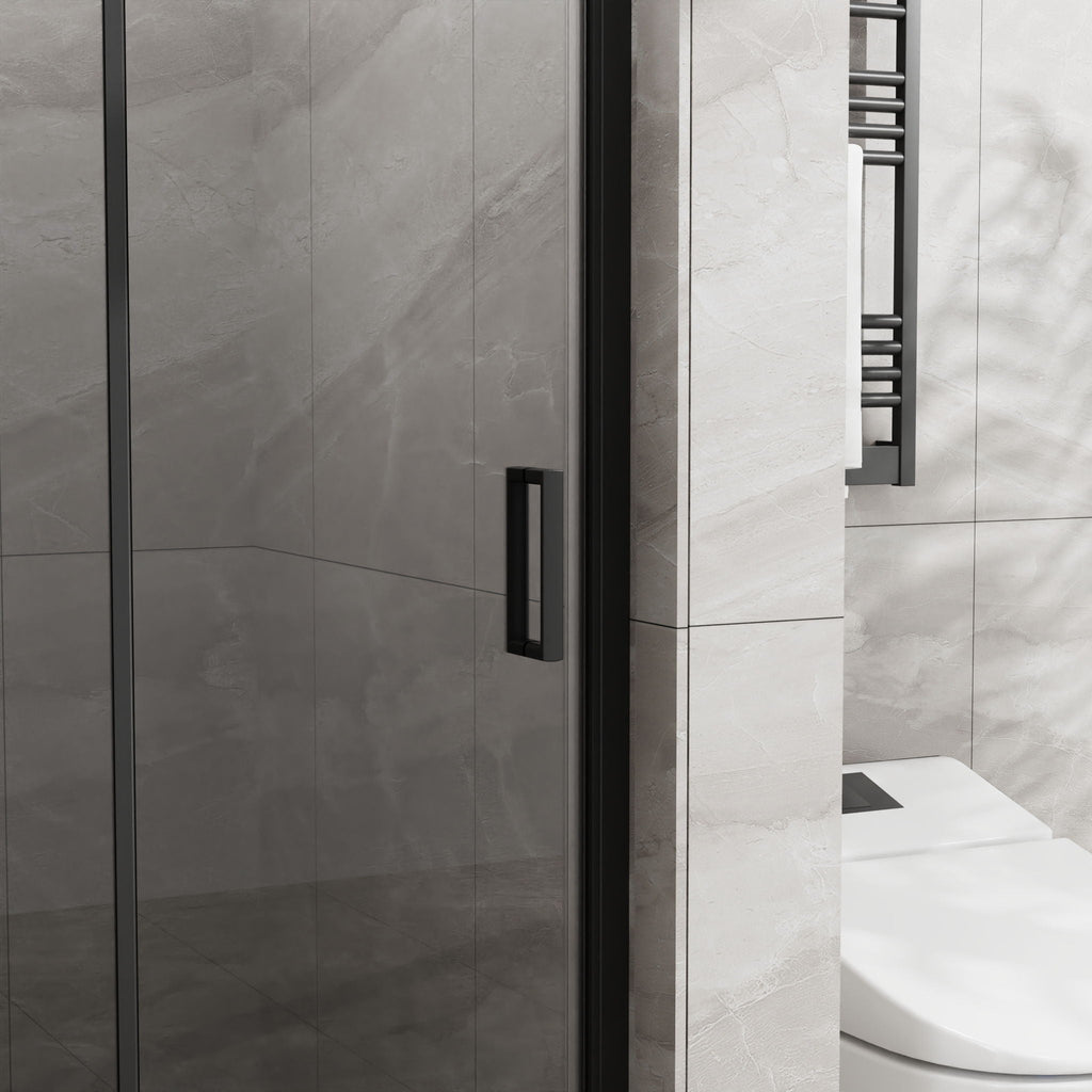 Frameless Glass Shower Door Bifold with Zinc Alloy Handle - Pearl Silver or Black