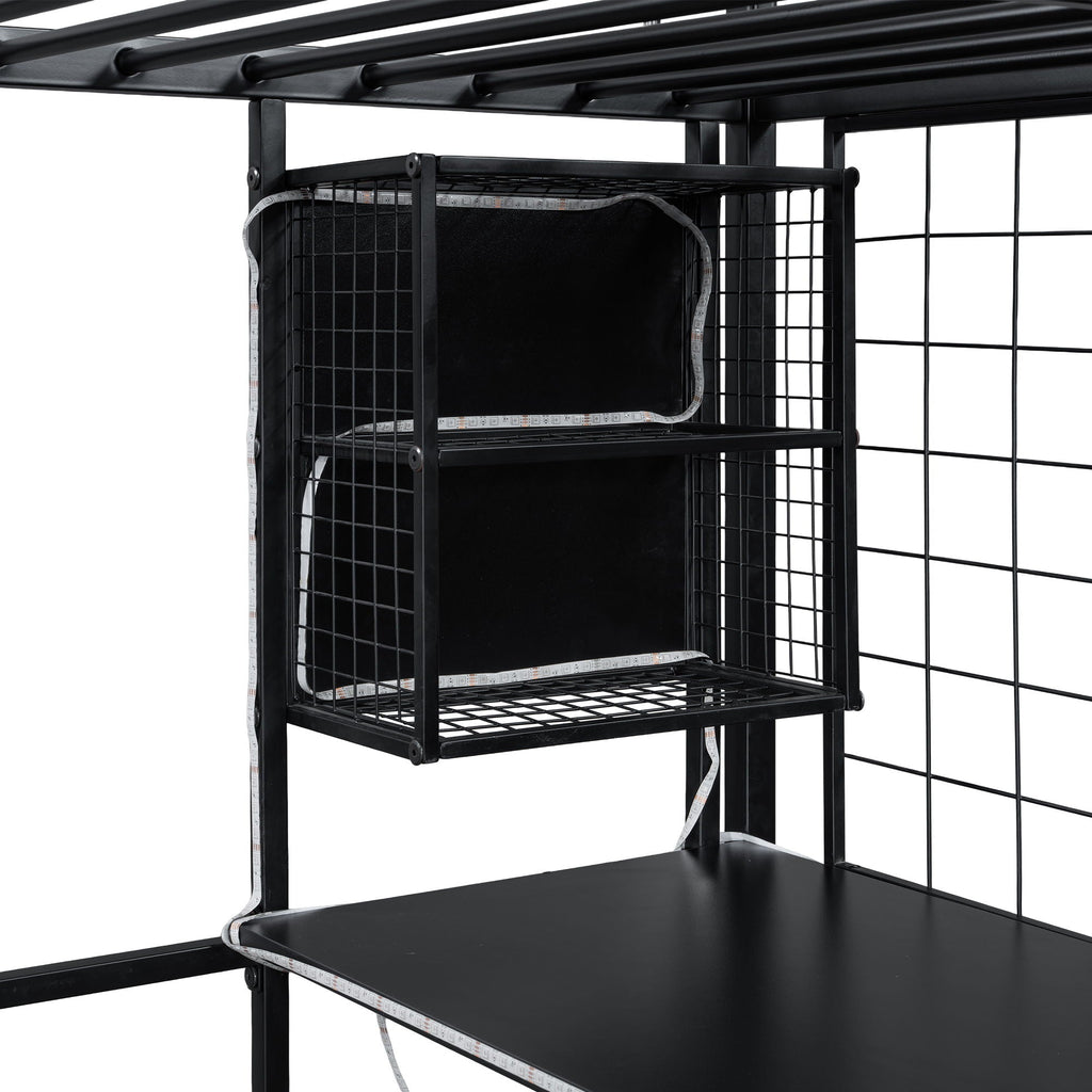Loft Bed with Built-In Work Station, Wardrobe & Storage Staircase – White or Black