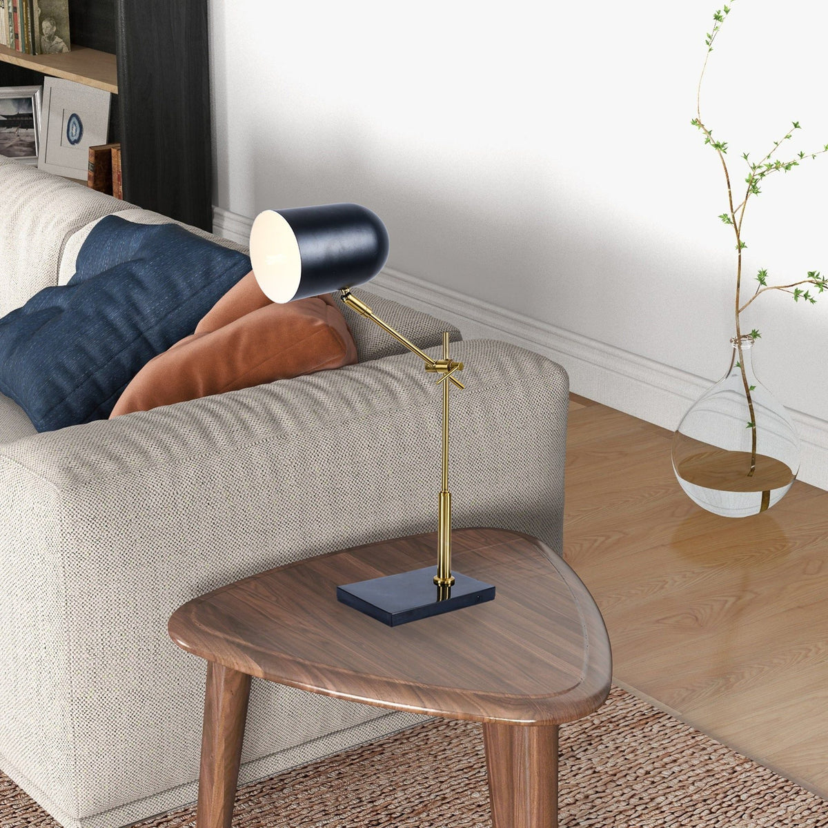 Lumora Table Lamp with Marble Base - Black