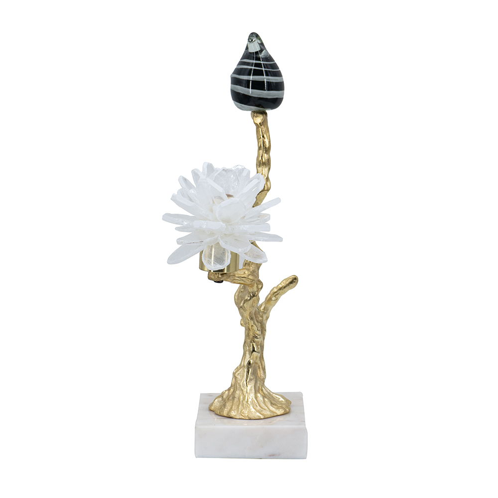 Aluminum Candle Holder with Marble Stand - Pearl Silver or Gold