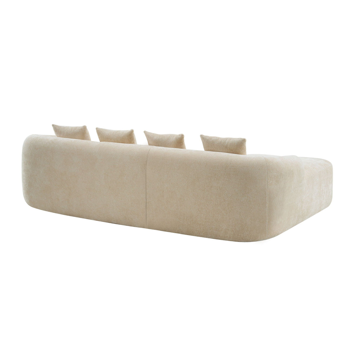 Modular L-Shape Sectional Sofa with Curved Chaise - Green, Beige, Gray