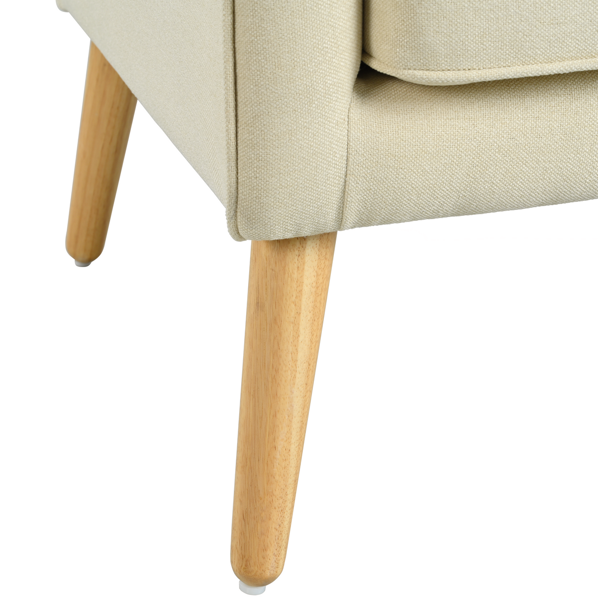 Mid-Century Modern Armchair with Tufted Fabric and Solid Wood Legs - Beige or Blue