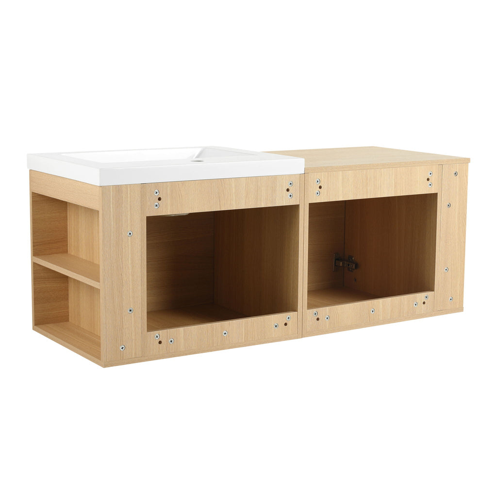 Modern Bathroom Vanity Sink Combo With Spacious Storage - White or Light Brown