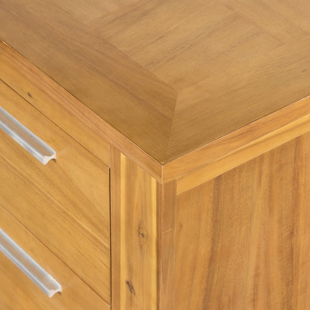 Natural Wood Nightstand with Smooth Glide Drawer - Brown