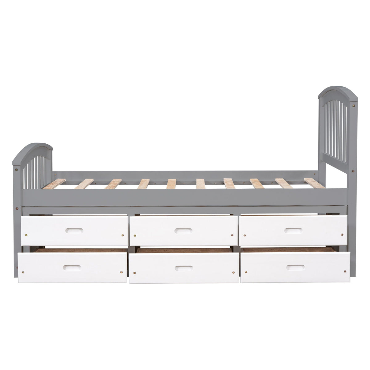 Solid Wood Twin Storage Bed with 6 Drawers - Multiple Colors