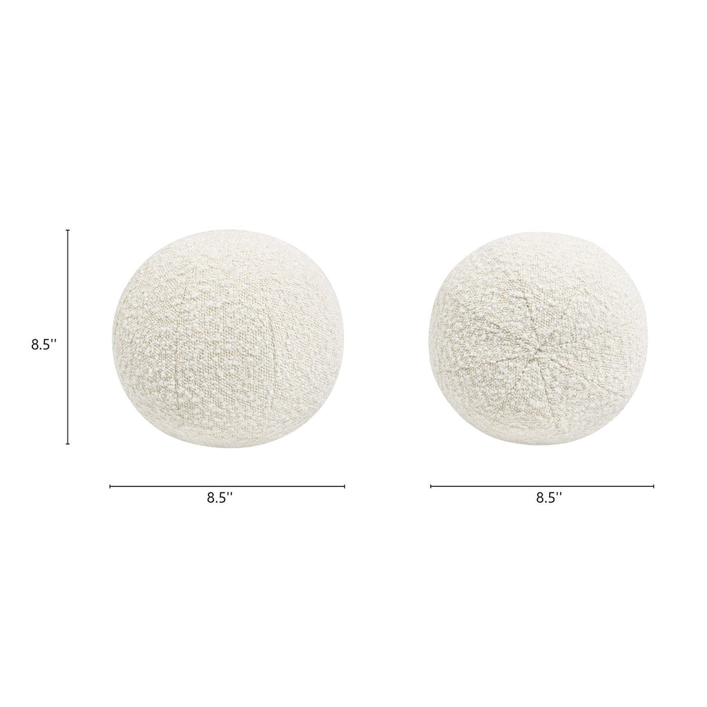 Round Sphere Accent Ball Throw Pillow with Faux Sheepskin - White, Dark Green, Light Brown