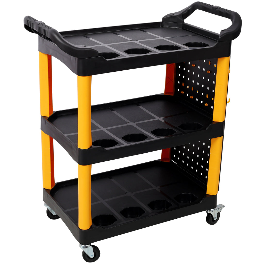 3 Tier Rolling Tool Cart with Wheels - Yellow & Black