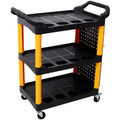 3 Tier Rolling Tool Cart with Wheels - Yellow & Black