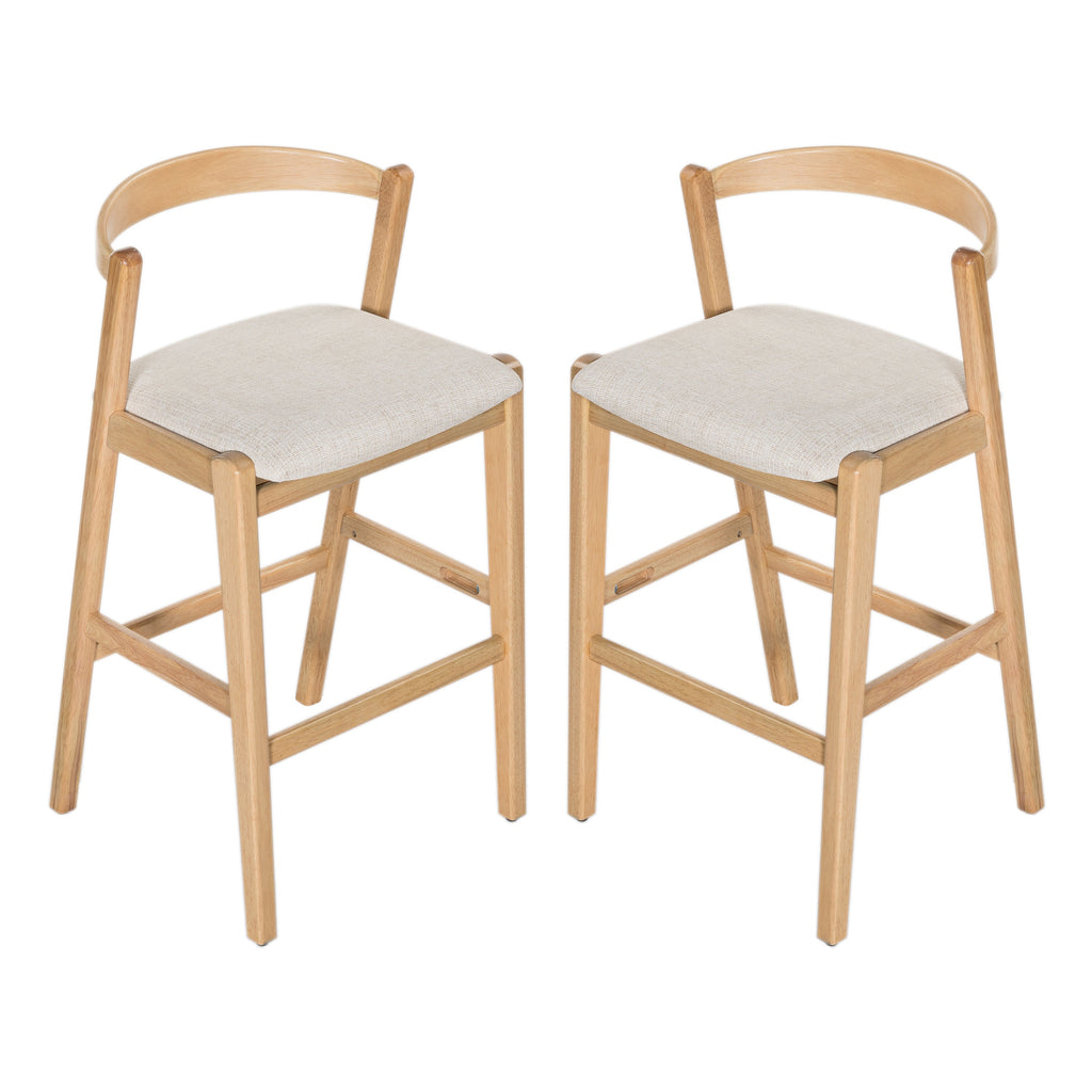 Balmain Indoor Rubberwood Barstool with Cushioned Seat - Brown