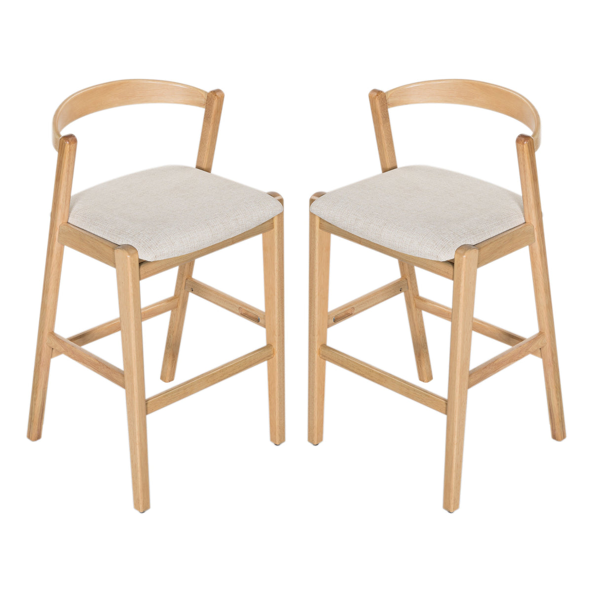 Balmain Indoor Rubberwood Barstool with Cushioned Seat - Brown
