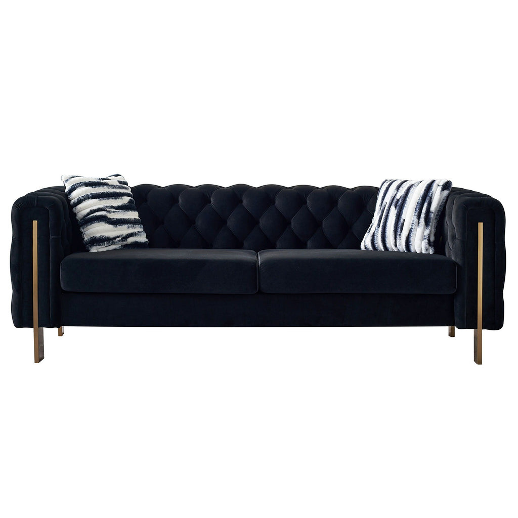 Modern Tufted Living Room Sofa with Button Detail - 84.25" Wide, Multiple Colors