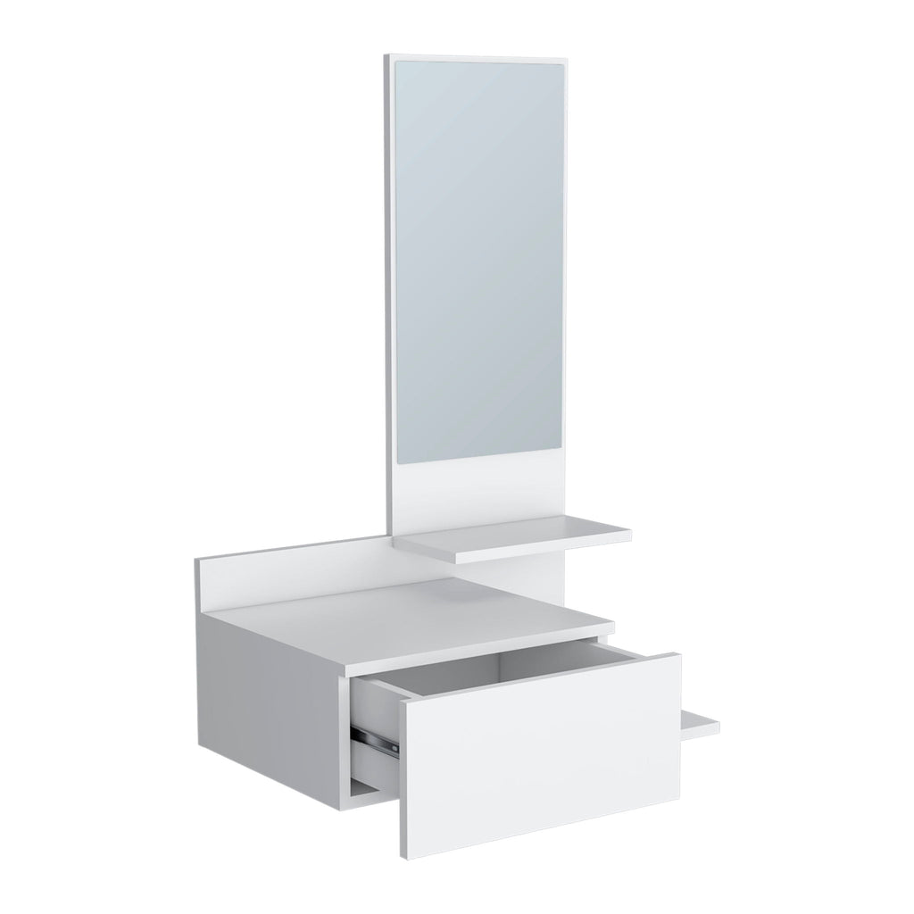 Lowell Floating Hallway Cabinet with Mirror and Storage - White or Black