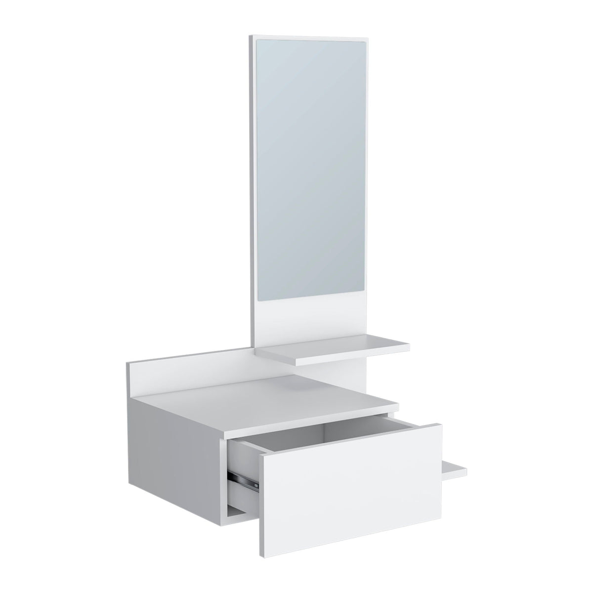 Lowell Floating Hallway Cabinet with Mirror and Storage - White or Black