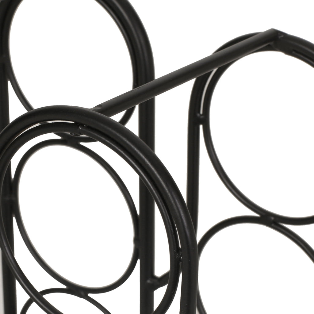Black Wine Rack with Cactus Design - 13 Bottle Capacity