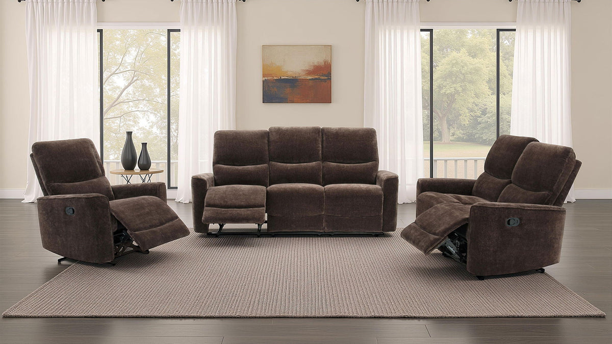Navarro 3-piece Upholstered Reclining Sofa Set Dark Brown