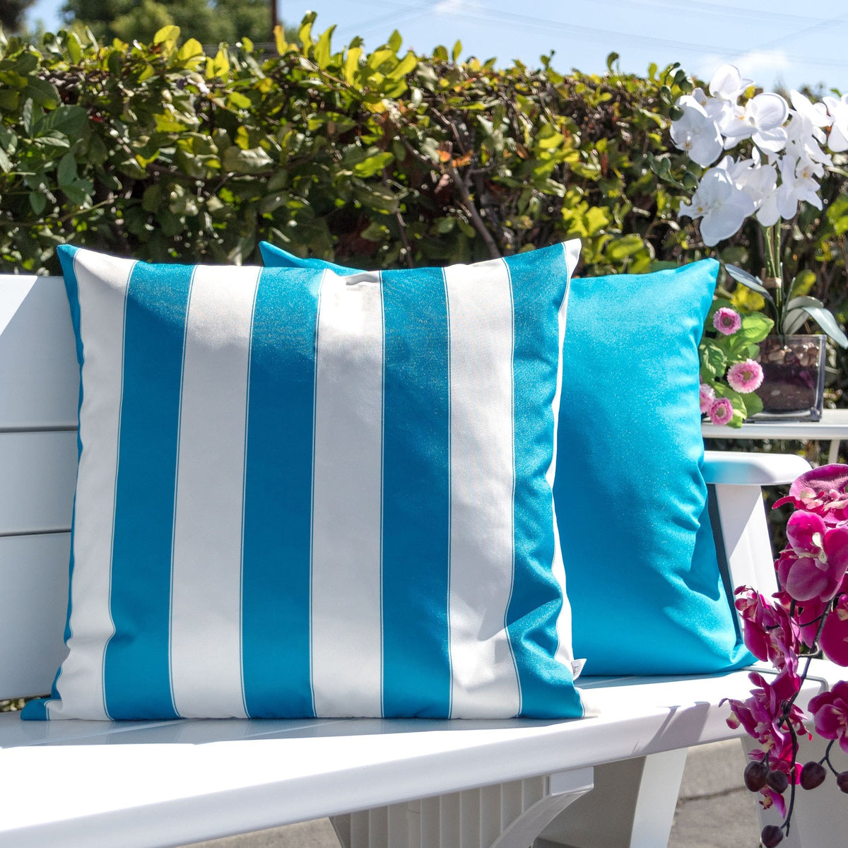 Horizon Stripe Pillow Set of 2 with Weather Resistant Polyester - Multi-Stripe