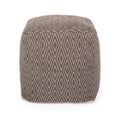 Hand Loomed Cotton Pouf with Polystyrene Fill - Dark Gray / Brown
