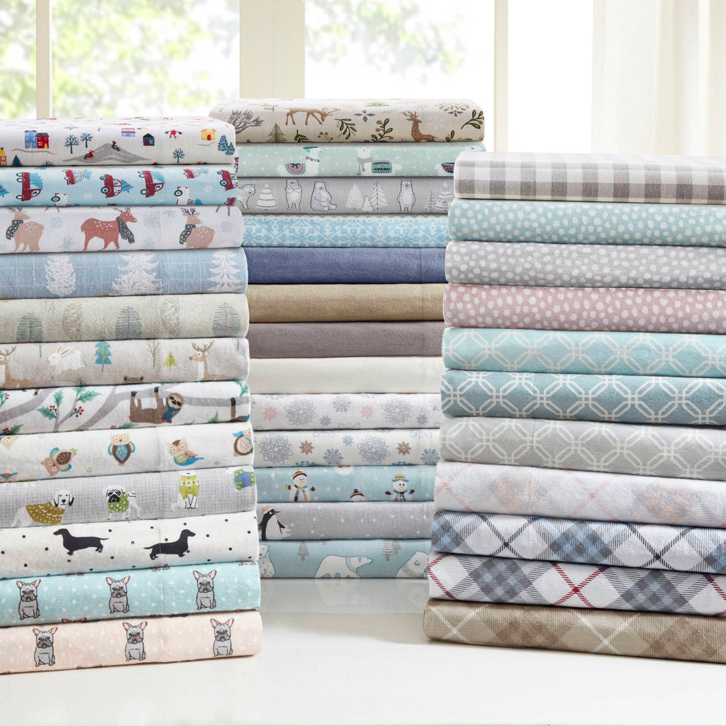 4 Piece King Printed Sheet Set with Contemporary Design - Cotton