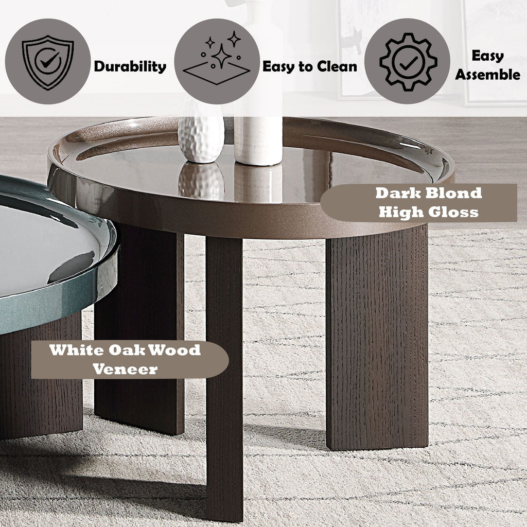 Elegant Design Coffee Table with High Gloss Top - Dark Green or Dark Brown