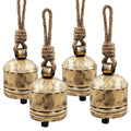 Iron Hanging Bell Decorative Ornaments with Rustic Finish - Set of 4