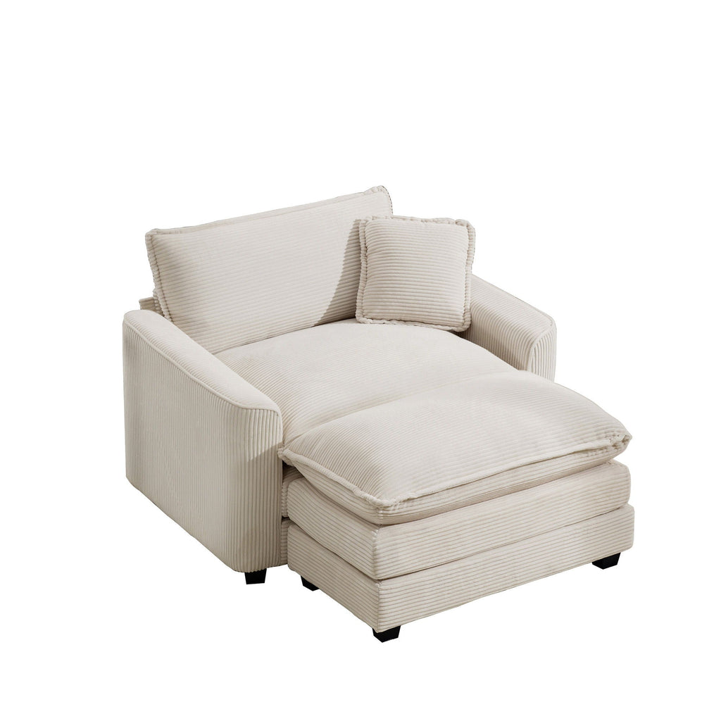 Modern Comfortable Single Chair & Ottoman with Deep Seat - Multiple Colors