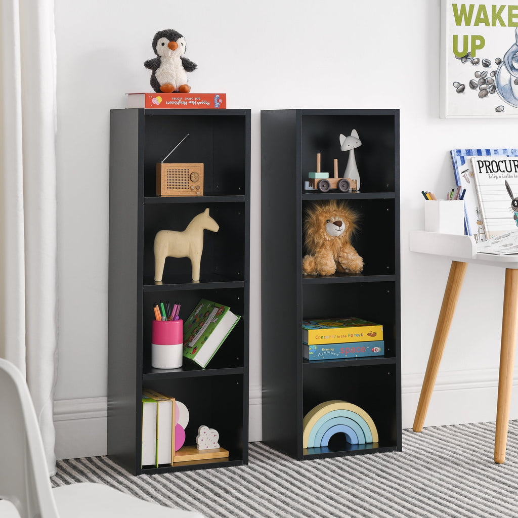 8-Tier Media Tower Rack with Adjustable Shelves - Black or Walnut